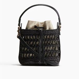 H&M Black Straw Crossbody Bag NWT